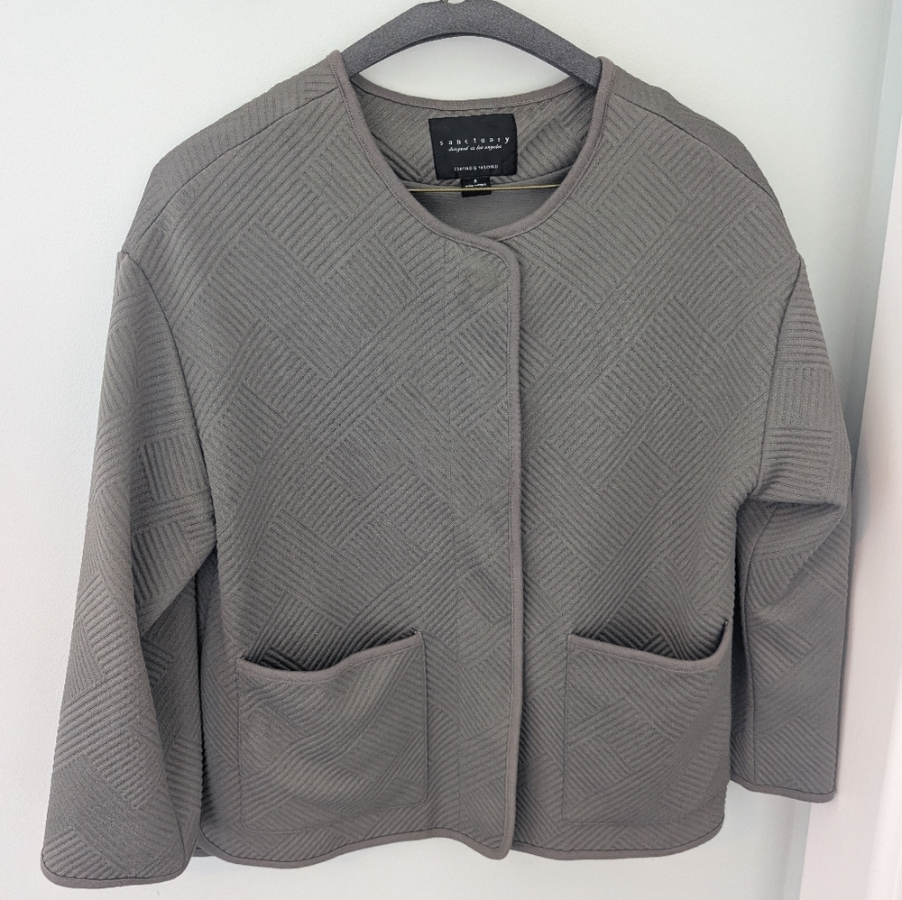 Anthropologie Greenish Gray Blazer- Cozy and Cute!